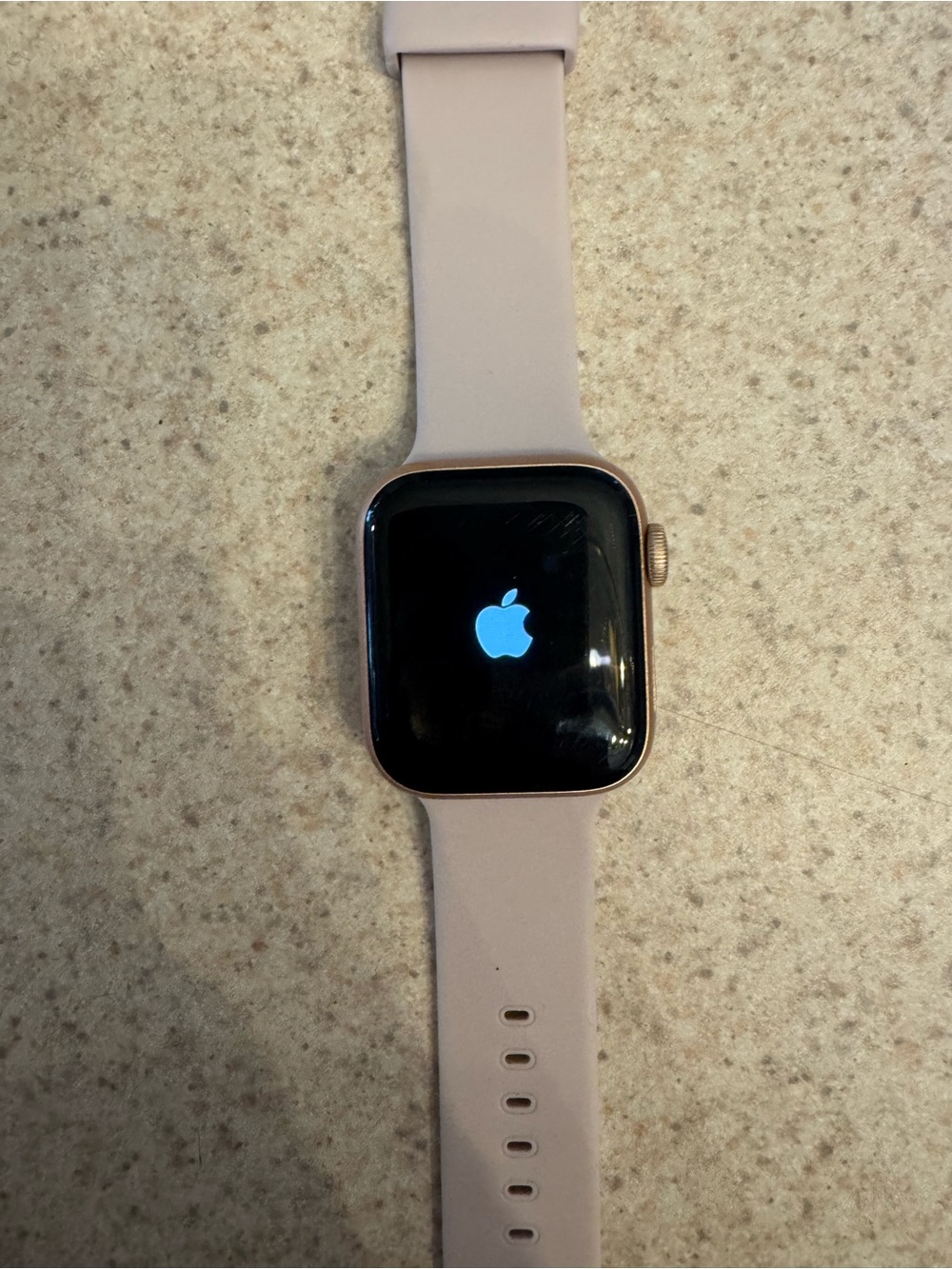 Apple Watch with Light Pink Silicone Band